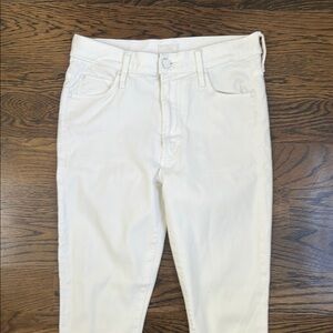 MOTHER Cream Ankle Cropped Pants